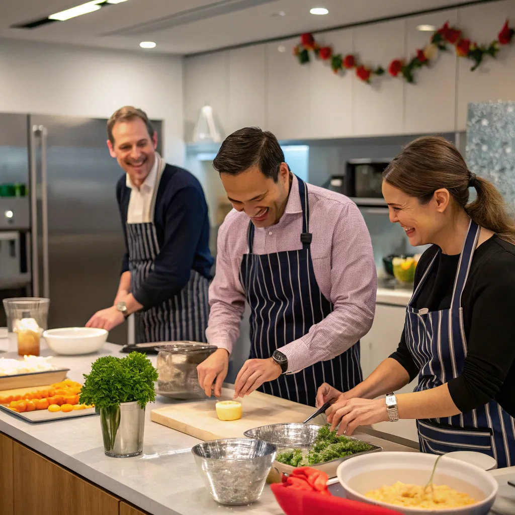 Corporate team enjoying a cooking workshop
