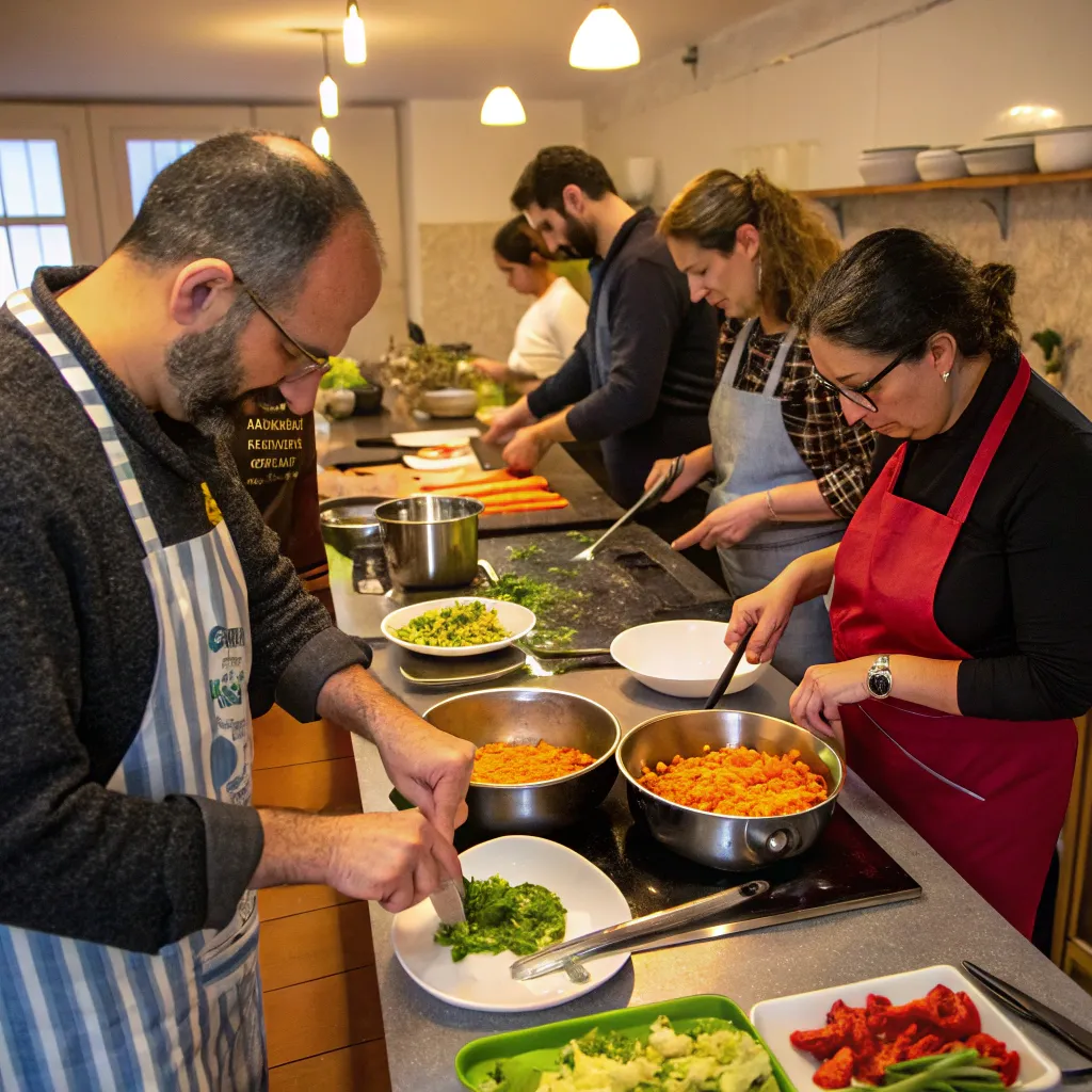 Group at a cooking workshop